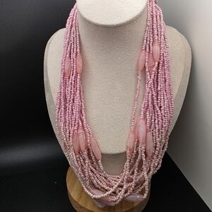 Elegant Pink Seedbeadd Beaded Necklace (1554)